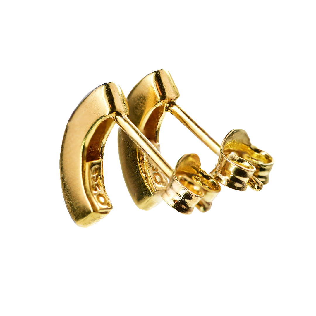 Diamond Stud Earrings Gold Plated Sterling Silver Curved Bar