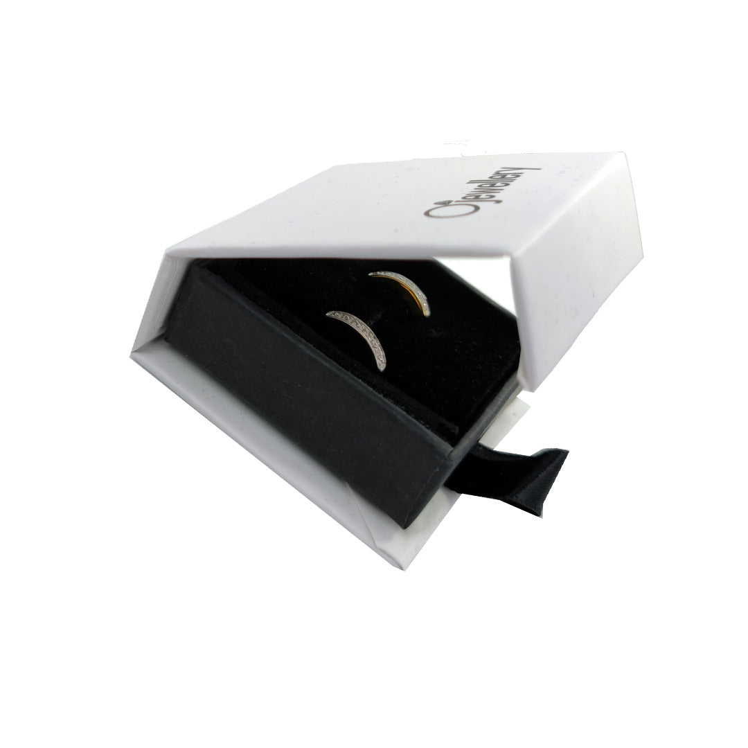 Diamond Stud Earrings Gold Plated Sterling Silver Curved Bar