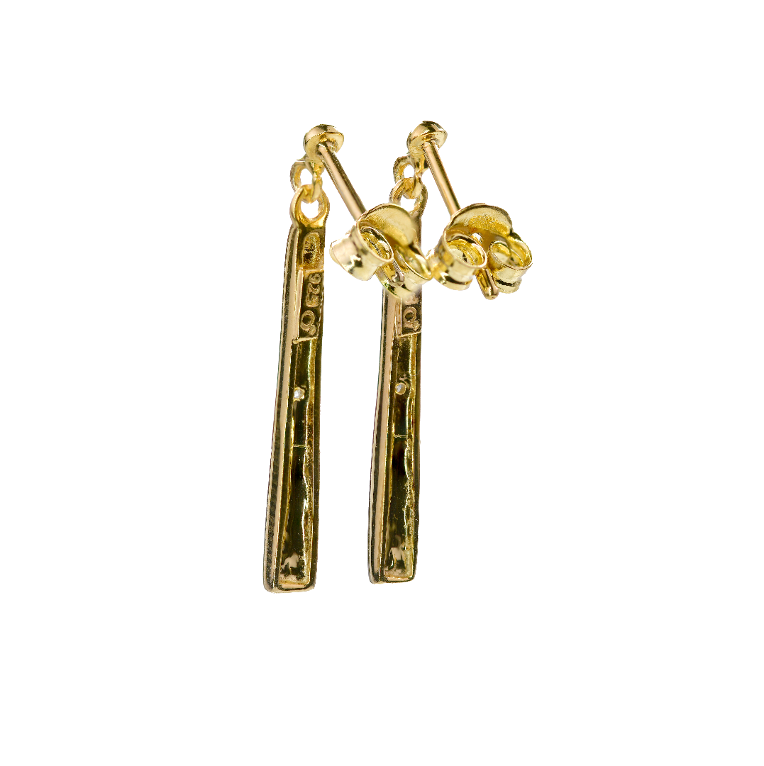 Diamond Drop Stud Earrings in Gold Plated Sterling Silver