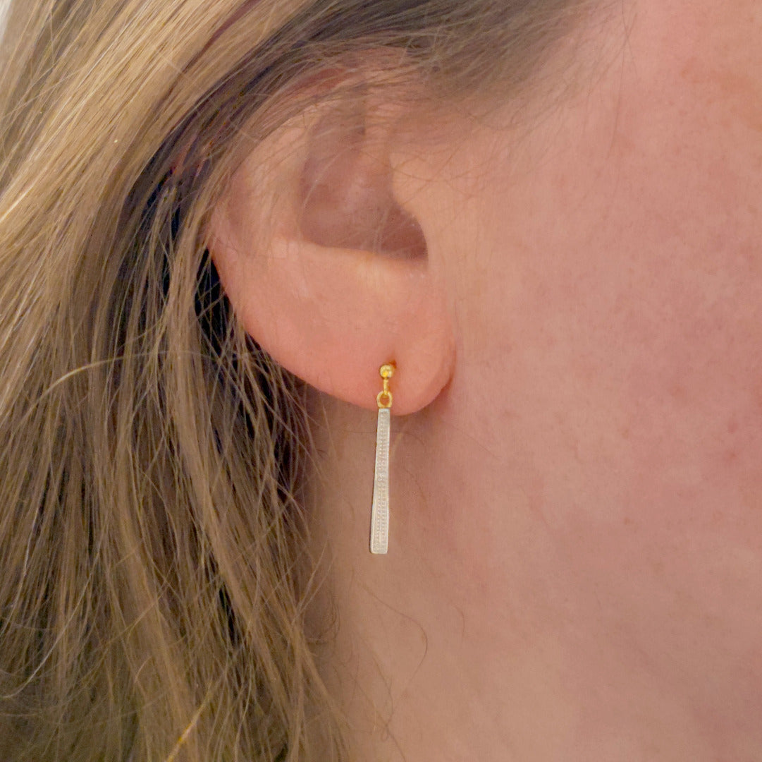 Diamond Drop Stud Earrings in Gold Plated Sterling Silver