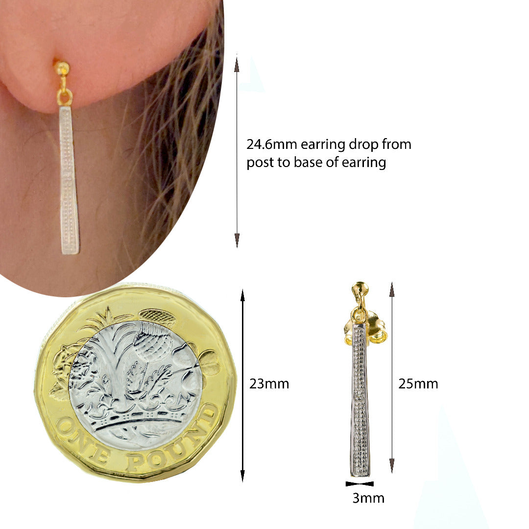 Diamond Drop Stud Earrings in Gold Plated Sterling Silver