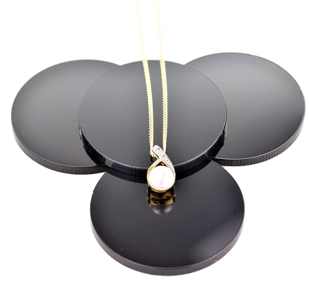 Diamond Pearl Pendant Gold Plated Sterling Silver
