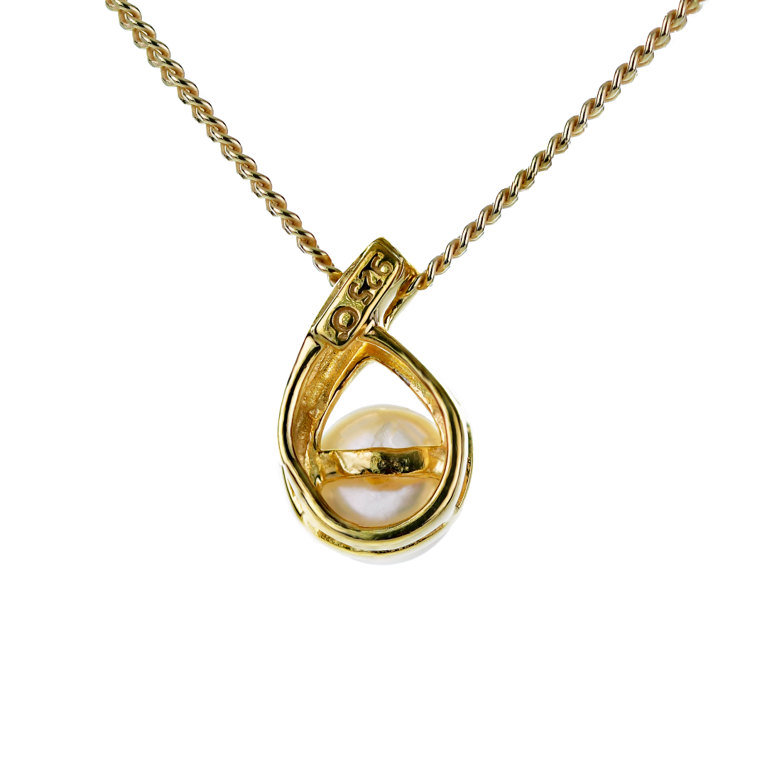 Diamond Pearl Pendant Gold Plated Sterling Silver