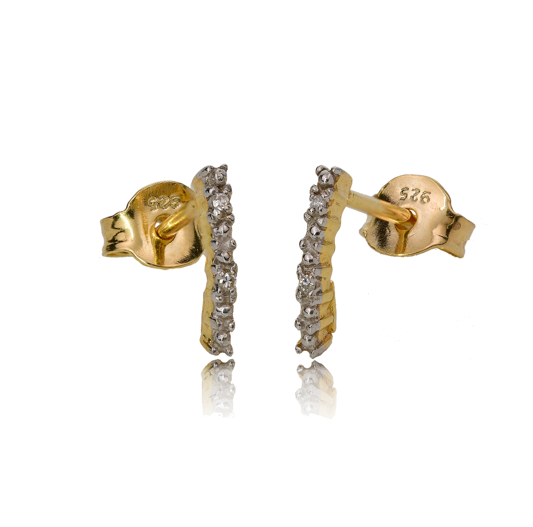 Diamond Half Hoop Earrings in Gold Plated Sterling Silver