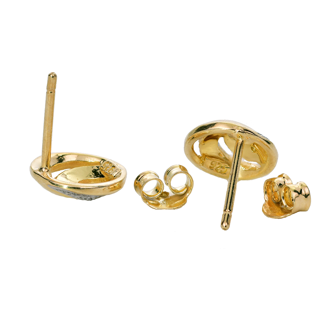 Diamond Swirl Stud Earrings Gold Plated Sterling Silver