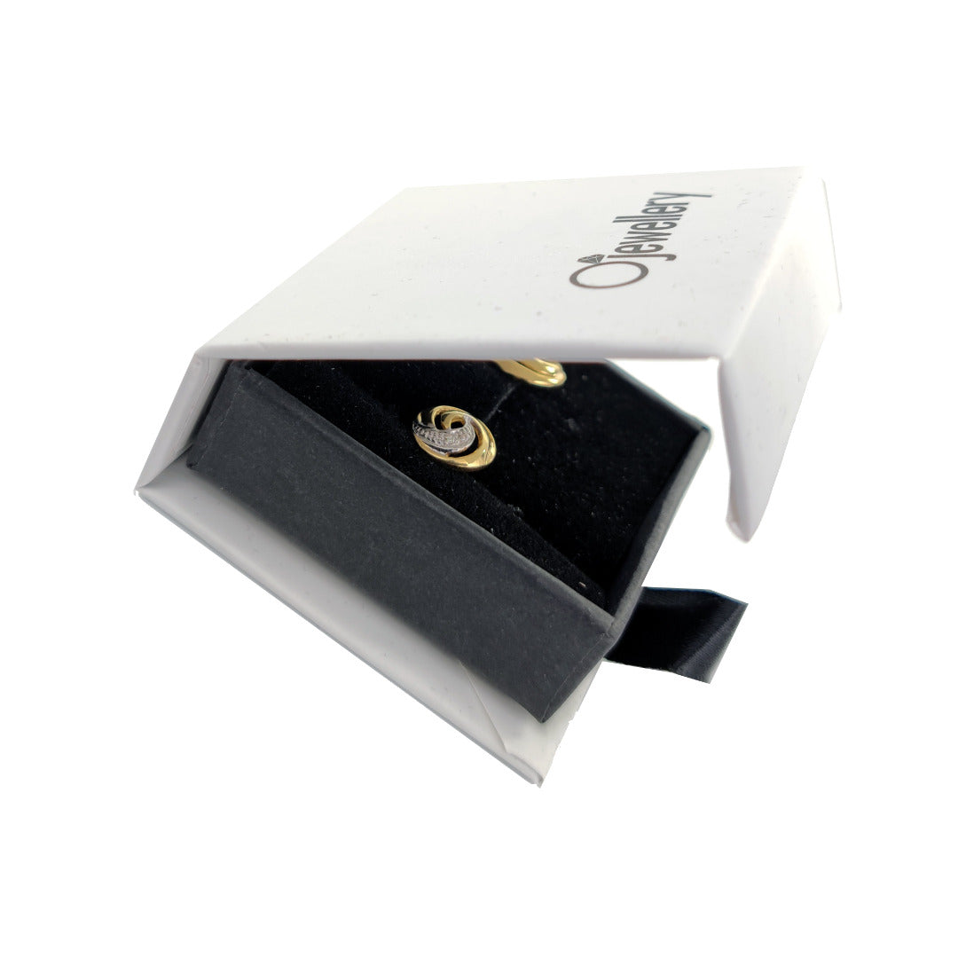 Diamond Swirl Stud Earrings Gold Plated Sterling Silver